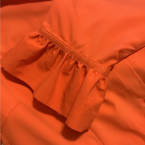 Gretchen Scott NWT Med. orange Blouse 3/4 Sleeves Semi Fitted Ruffled Cu… - Picture 6 of 10